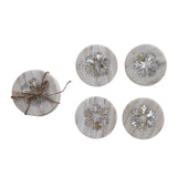 Marble Coasters with Mother of Pearl Snowflake Inlay - Set of 4